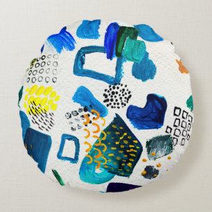 Seamless pattern made by hand drawn paint strokes. round cushion