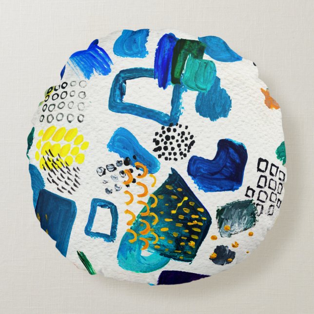 Seamless pattern made by hand drawn paint strokes. round cushion (Front)
