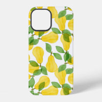 Seamless pattern made of pears with leaves