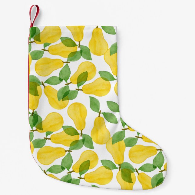 Seamless pattern made of pears with leaves small christmas stocking (Front)