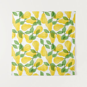 Seamless pattern made of pears with leaves tapestry