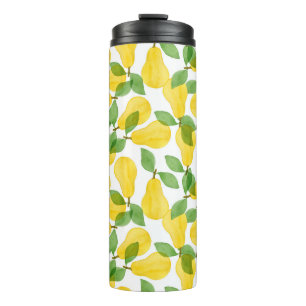 Seamless pattern made of pears with leaves thermal tumbler