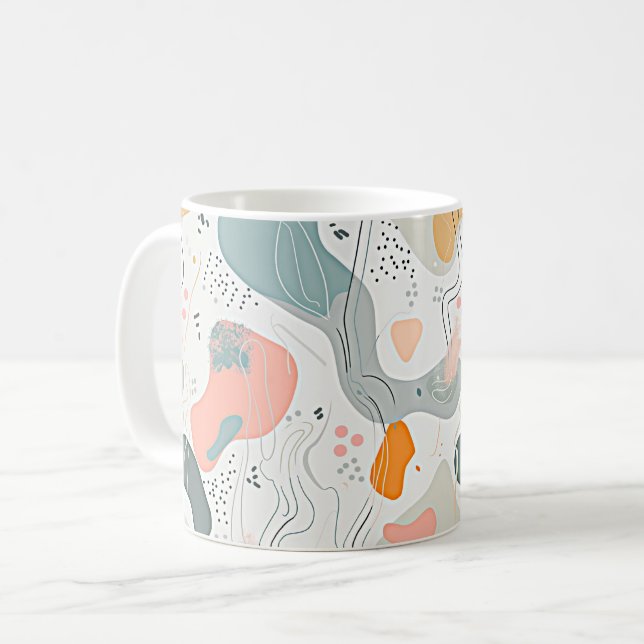 Seamless Pattern Memphis Style Design, white Backg Coffee Mug (Front Left)