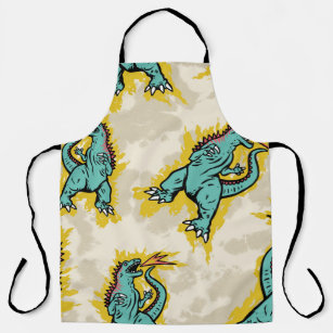 Seamless pattern of a Godzillas and tie dye backgr Apron