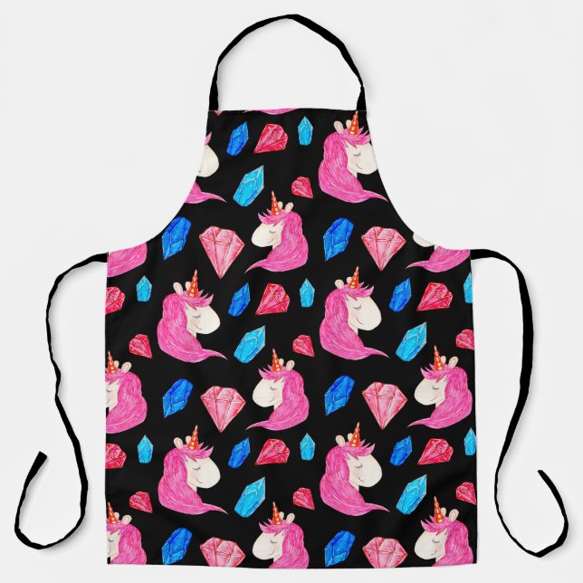 Seamless pattern of a magic unicorn with multicolo apron (Front)