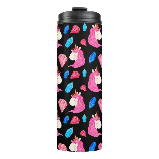 Seamless pattern of a magic unicorn with multicolo thermal tumbler (Front)