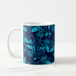 Seamless pattern of abstract blue color on dark ba coffee mug