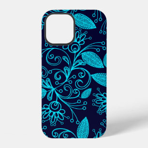 Seamless pattern of abstract blue colour on dark b iPhone 12 case