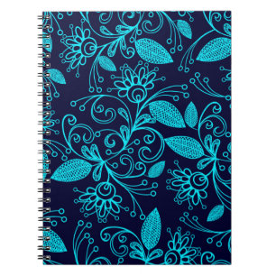 Seamless pattern of abstract blue colour on dark b notebook