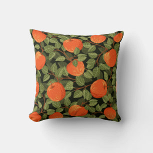 Seamless pattern of apples with green leaves flat cushion