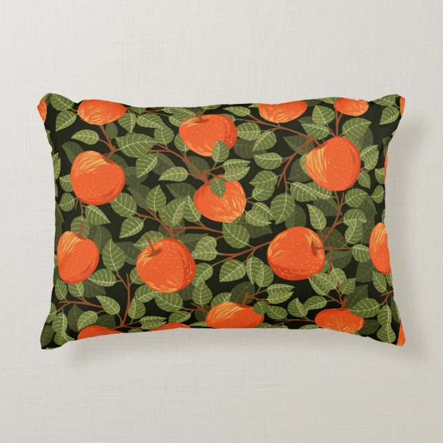 Seamless pattern of apples with green leaves flat  decorative cushion (Front)