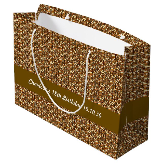 Seamless Pattern Of Autumn Leaves Large Gift Bag (Back Angled)