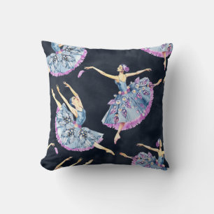 Seamless pattern of ballet dancers, watercolor pai cushion