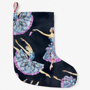 Seamless pattern of ballet dancers, watercolor pai small christmas stocking