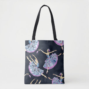Seamless pattern of ballet dancers, watercolor pai tote bag