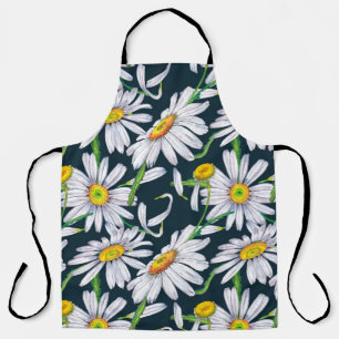 Seamless pattern of big chamomile flowers, petals  apron