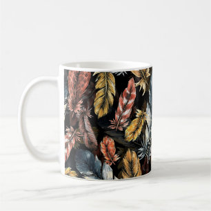 Seamless pattern of bird feathers.  coffee mug