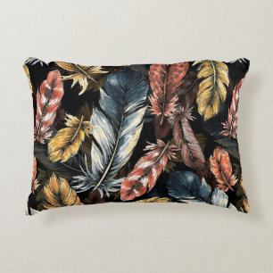 Seamless pattern of bird feathers.  decorative cushion