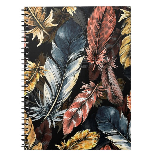 Seamless pattern of bird feathers.  notebook (Front)