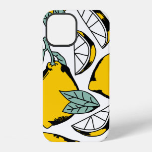 Seamless pattern of bright hand drawn lemons,halfs iPhone 12 case