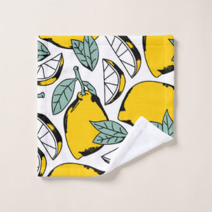 Seamless pattern of bright hand drawn lemons,halfs wash cloth
