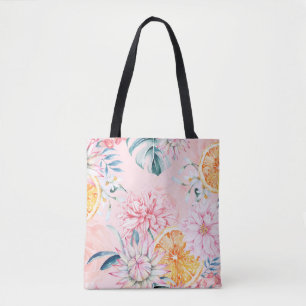 Seamless pattern of chrysanthemum, orange and Bloo Tote Bag