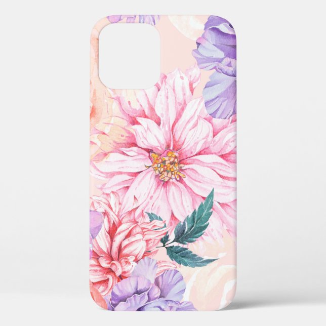 Seamless pattern of chrysanthemum, rose, peony and Case-Mate iPhone case (Back)