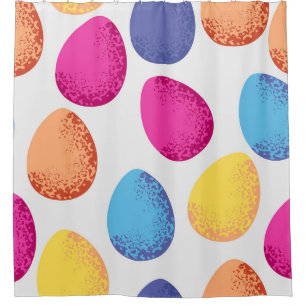 Seamless pattern of colorful Easter eggs on white  Shower Curtain