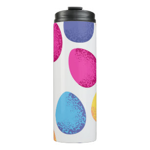 Seamless pattern of colorful Easter eggs on white Thermal Tumbler