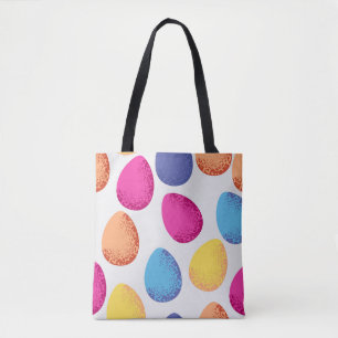 Seamless pattern of colorful Easter eggs on white  Tote Bag