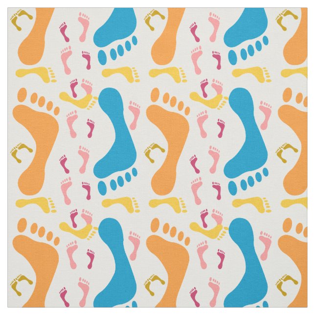 Seamless Pattern Of Colourful Human Footprints Fabric (Swatch)
