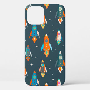 Seamless pattern of colourful rockets in outer spa iPhone 12 case