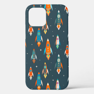 Seamless pattern of colourful rockets in outer spa iPhone 12 case
