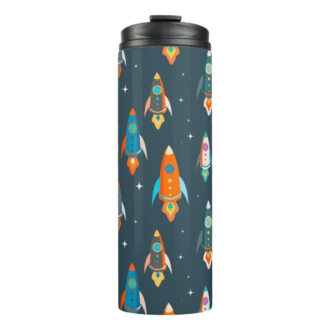 Seamless pattern of colourful rockets in outer spa thermal tumbler (Front)