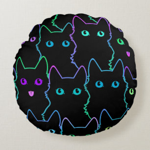 seamless pattern of cute cat silhouettespattern,se round cushion