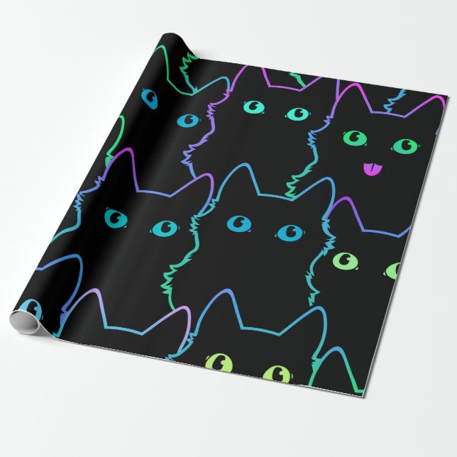seamless pattern of cute cat silhouettespattern,se wrapping paper (Unrolled)