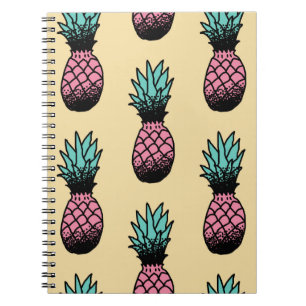Seamless pattern of cute hand drawn pineapple notebook