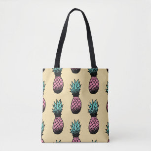 Seamless pattern of cute hand drawn pineapple tote bag
