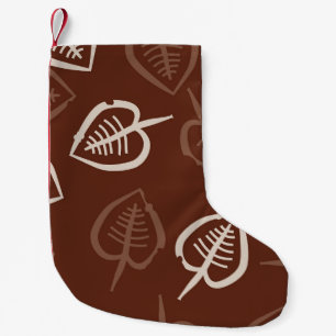 Seamless pattern of floral motif with leaves. Stri Small Christmas Stocking
