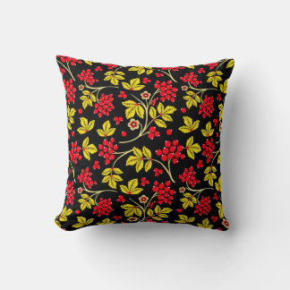 seamless pattern of flowers and berries. Russian Cushion