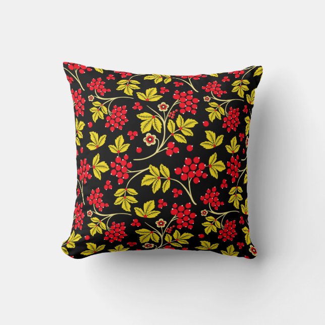 seamless pattern of flowers and berries. Russian  Cushion (Front)