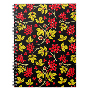  seamless pattern of flowers and berries. Russian  Notebook