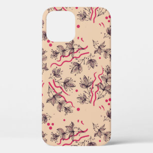 Seamless pattern of flowers and leaves. Floral orn iPhone 12 Case