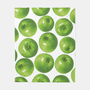 Seamless pattern of green apple fleece blanket
