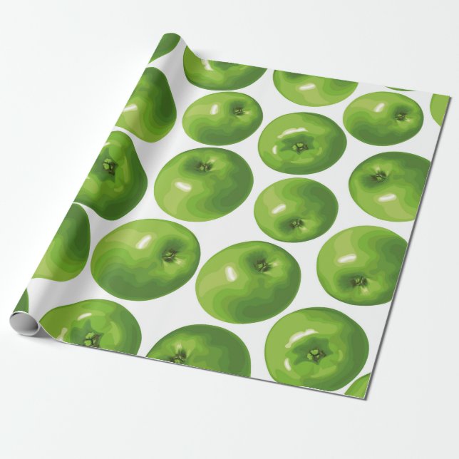 Seamless pattern of green apple wrapping paper (Unrolled)