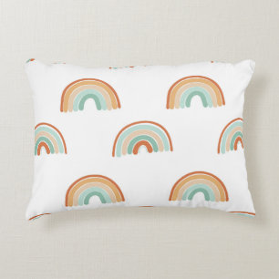 Seamless pattern of hand drawn abstract rainbow in decorative cushion