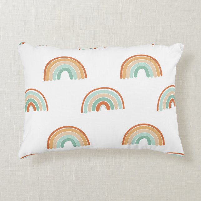Seamless pattern of hand drawn abstract rainbow in decorative cushion (Front)