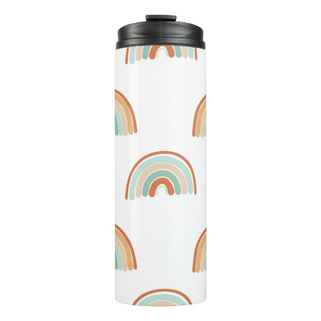 Seamless pattern of hand drawn abstract rainbow in thermal tumbler (Front)