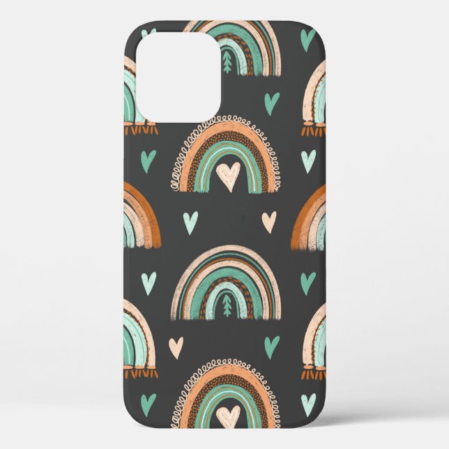 Seamless pattern of hand drawn hearts and boho rai Case-Mate iPhone case (Back)