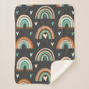 Seamless pattern of hand drawn hearts and boho rai sherpa blanket